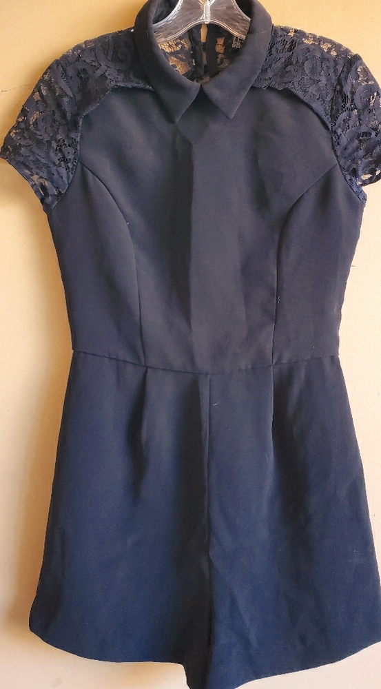 Forever 21 Romper Backless with Lace Black Medium